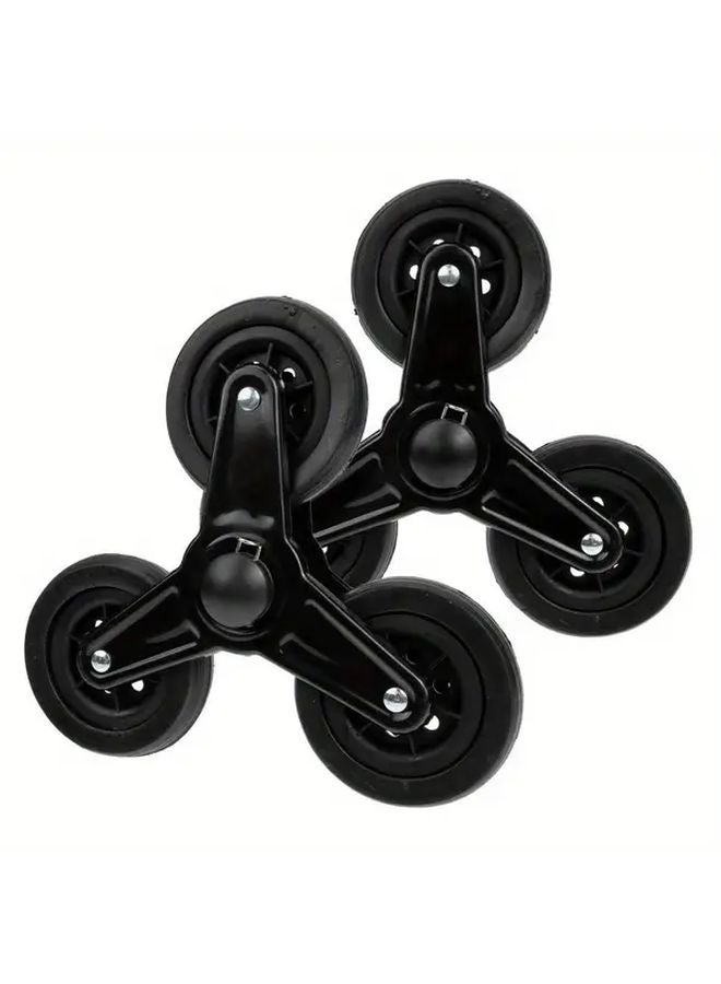 Black Stair Climbing Wheels For Shopping Carts Durable Metal Plastic Swivel Design - Image 4