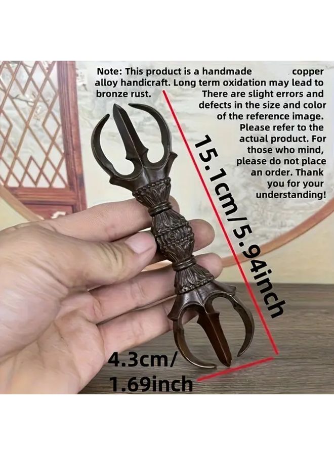 Vintage Tibetan Rakang Figurine Copper Mandala Kung Fu Design - Image 2