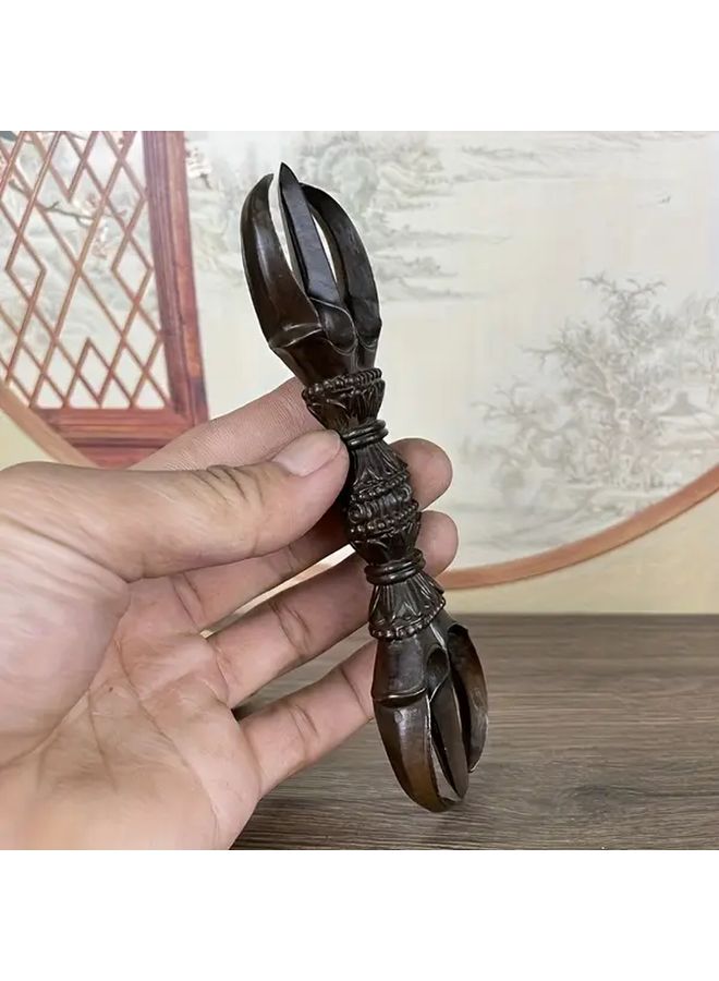 Vintage Tibetan Rakang Figurine Copper Mandala Kung Fu Design - Image 3