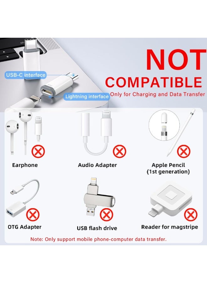 Chabeia 2 Pack Lightning to USB C Adapter for iPhone 15/16/16 Pro Max/Plus,Samsung S24,Support Charging & Data Transfer,Type C Charger Connector Cable,Lightning Female to USB C Male Adapter,Not for Audio - Image 2