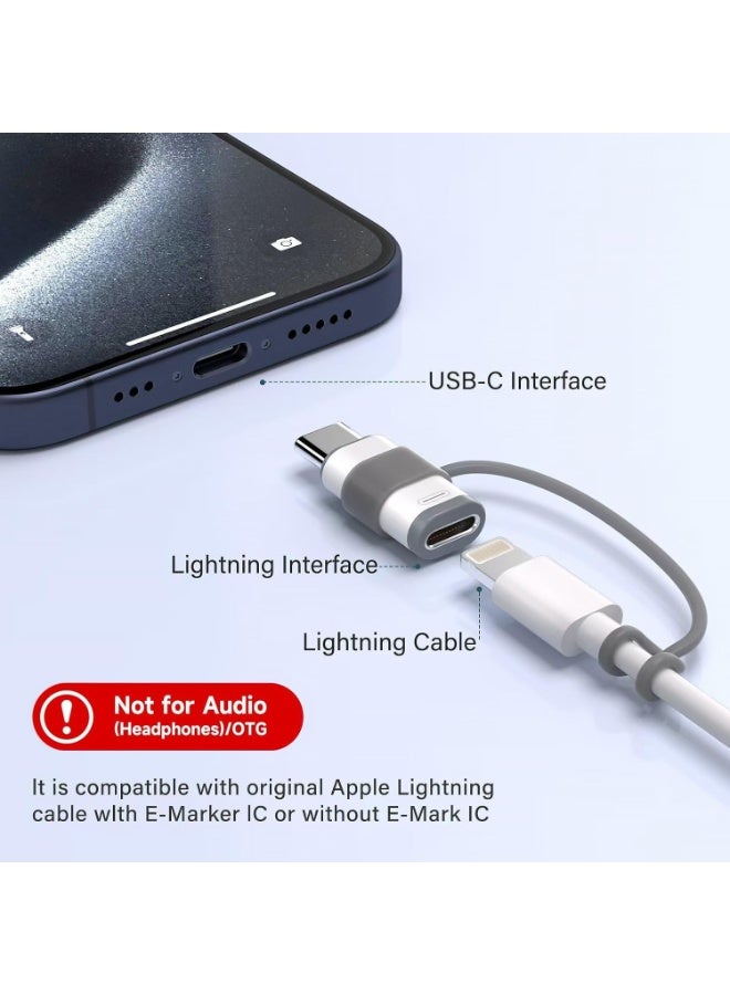 Chabeia 2 Pack Lightning to USB C Adapter for iPhone 15/16/16 Pro Max/Plus,Samsung S24,Support Charging & Data Transfer,Type C Charger Connector Cable,Lightning Female to USB C Male Adapter,Not for Audio - Image 5