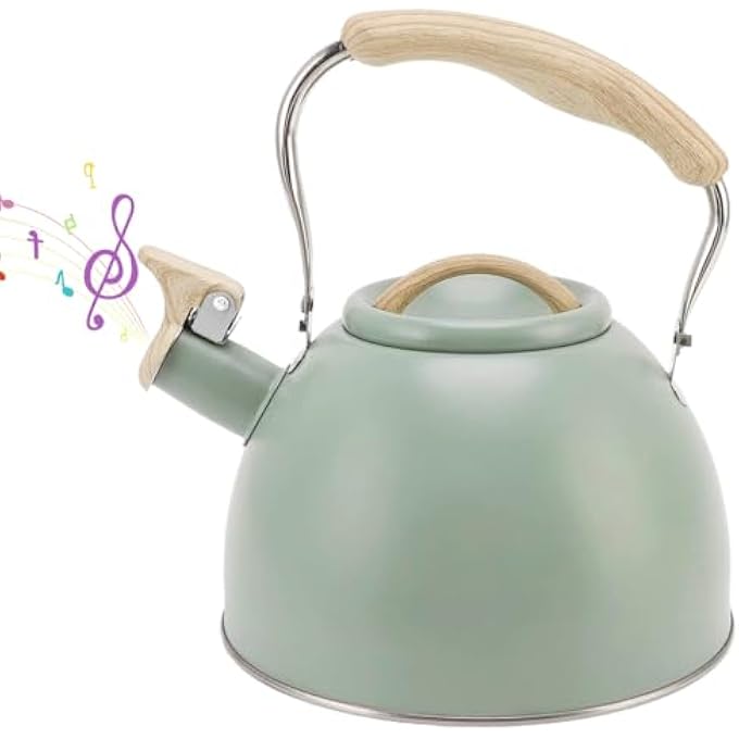 هاسذيب غلاية شاي من الفولاذ المقاوم للصدأ سعة 3 لتر لموقد الطهي، وعاء ماء ساخن يعمل بالحث مع مقبض مضاد للحروق، صانع قهوة وشاي كبير للمطبخ والتخييم والمركبات الترفيهية - Image 1