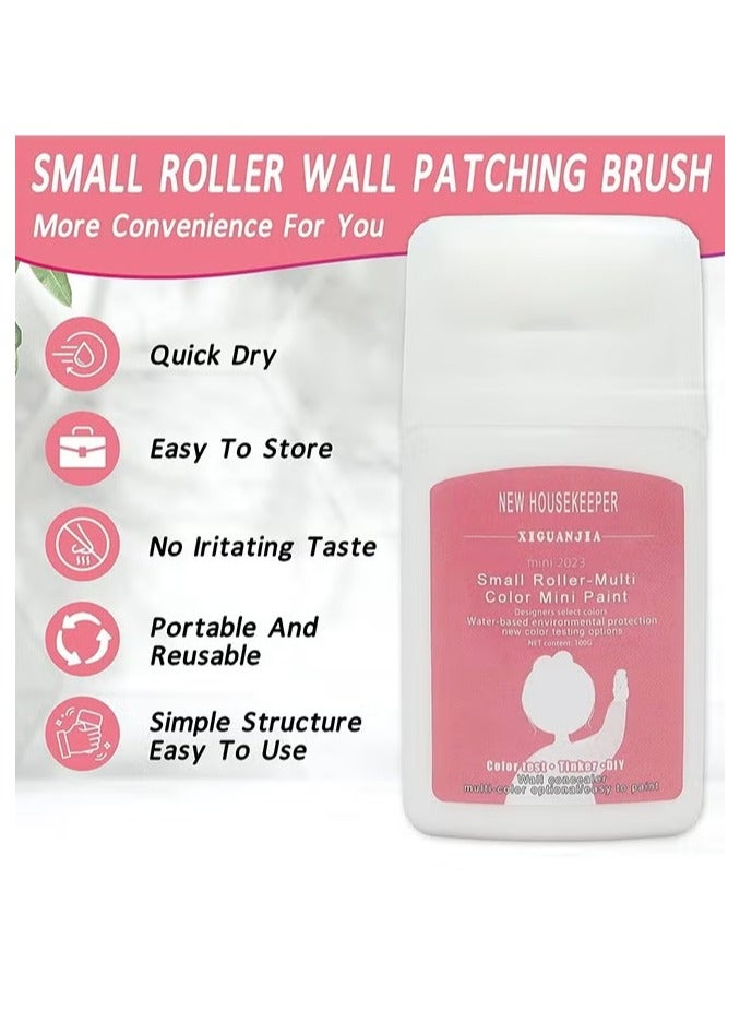 غوان جي آي إيه أسطوانة صغيرة متعددة الألوان - طلاء صغير محمول لتزيين الجدران بنفسك، طلاء لاتكس أسطواني لإصلاح الجدران، سريع التعبئة، مقاوم للماء، يزيل بقع الجدران، طلاء لاتكس أبيض صديق للبيئة - 100 جرام - Image 1