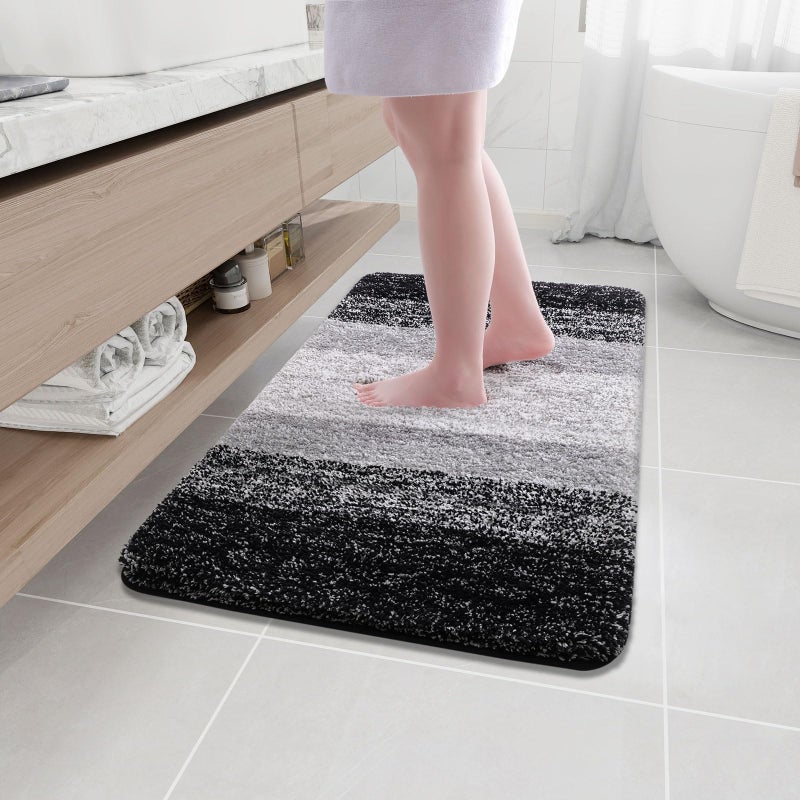 Arotive Microfiber Bathroom Rugs Shaggy Soft and Absorbent Bath Rug NonSlip Thick Plush Machine Washable Dry Bath Mats for Bathroom Tub and Shower 36x24 Black