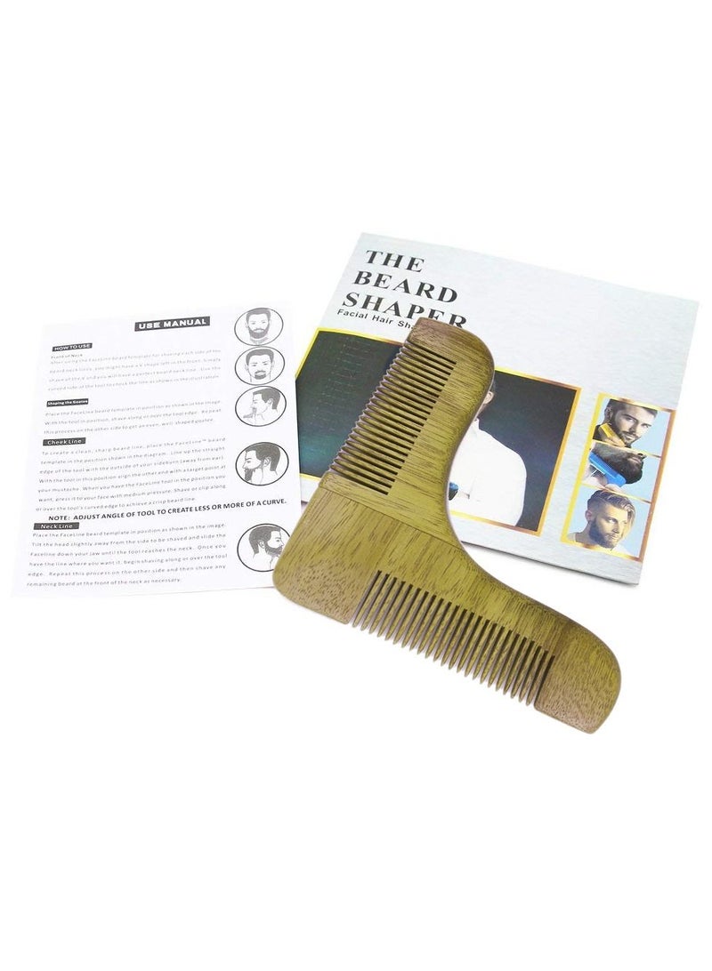 The Beard Shaper أداة تشكيل شعر الوجه بتصميم خشبي بني فاتح - Image 2