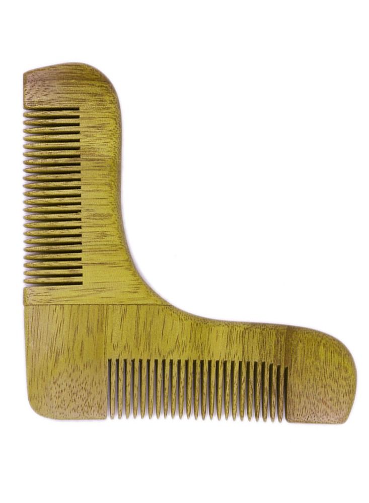 The Beard Shaper أداة تشكيل شعر الوجه بتصميم خشبي بني فاتح - Image 1