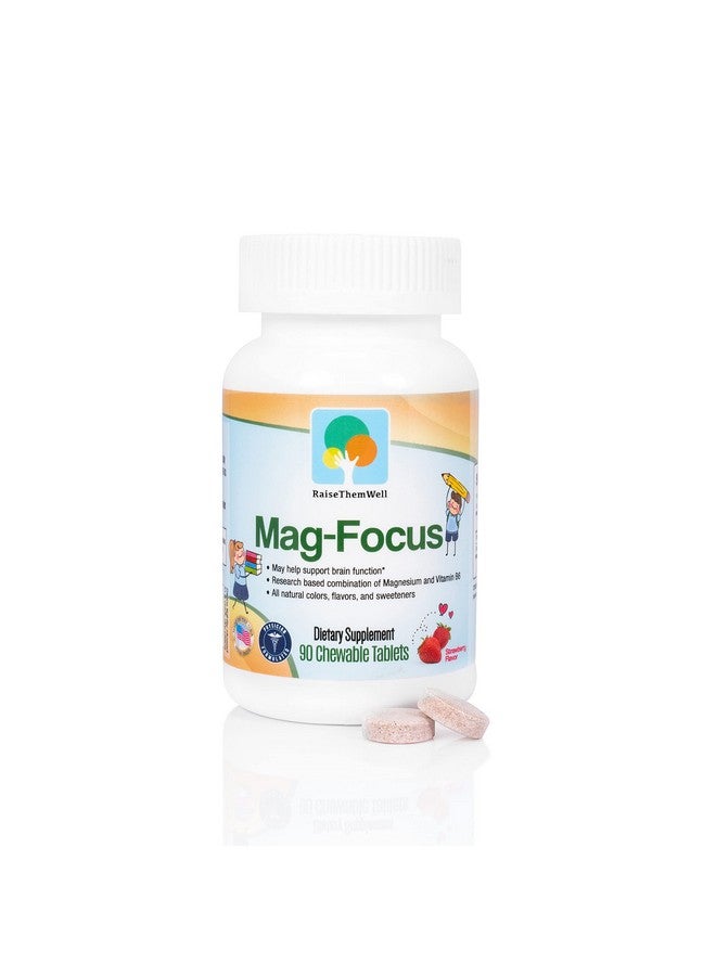 Raise Them Well Magnesium Focus Supplement for Kids | Natural Strawberry Flavored | 90 Chewable Tablets - Image 1