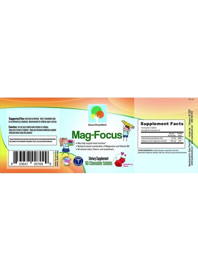Raise Them Well Magnesium Focus Supplement for Kids | Natural Strawberry Flavored | 90 Chewable Tablets - Image 2