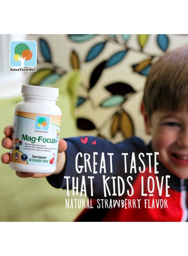 Raise Them Well Magnesium Focus Supplement for Kids | Natural Strawberry Flavored | 90 Chewable Tablets - Image 3