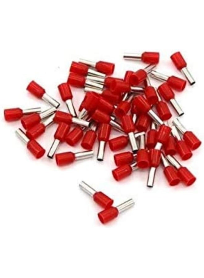 Royal Apex nsulated Ferrules Terminal Block Cord End Wire Tubular Connector, Electrical Crimp Cable Lugs, Terminal Cable Crimp Cable Sleeve for Wire Connection (Pack of 100) (2.5mm - E2516, Red) - Image 1