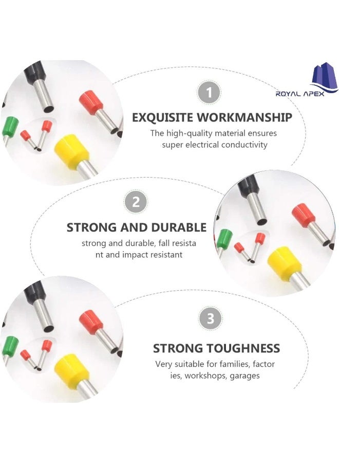 Royal Apex nsulated Ferrules Terminal Block Cord End Wire Tubular Connector, Electrical Crimp Cable Lugs, Terminal Cable Crimp Cable Sleeve for Wire Connection (Pack of 100) (2.5mm - E2516, Red) - Image 4