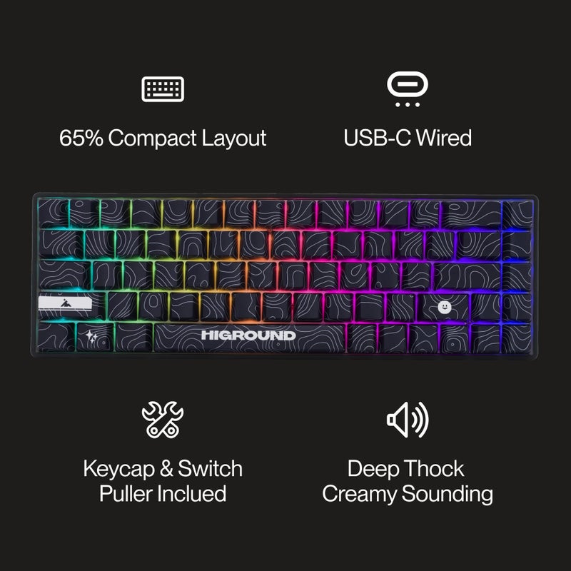 Higround Trailhead 65% Mechanical USB Wired Gaming Keyboard, TTC Linear Custom Switches, Programable RGB, Hot-Swappable, Deep Thock Creamy Sounding PC Keyboard, Pre-lubed (BLACKICE) - Image 4