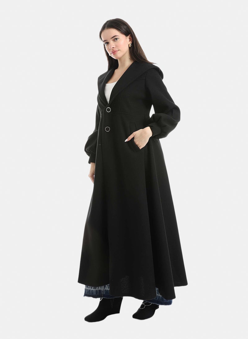 Red Circle Elegant Modest Long Coat - Image 2