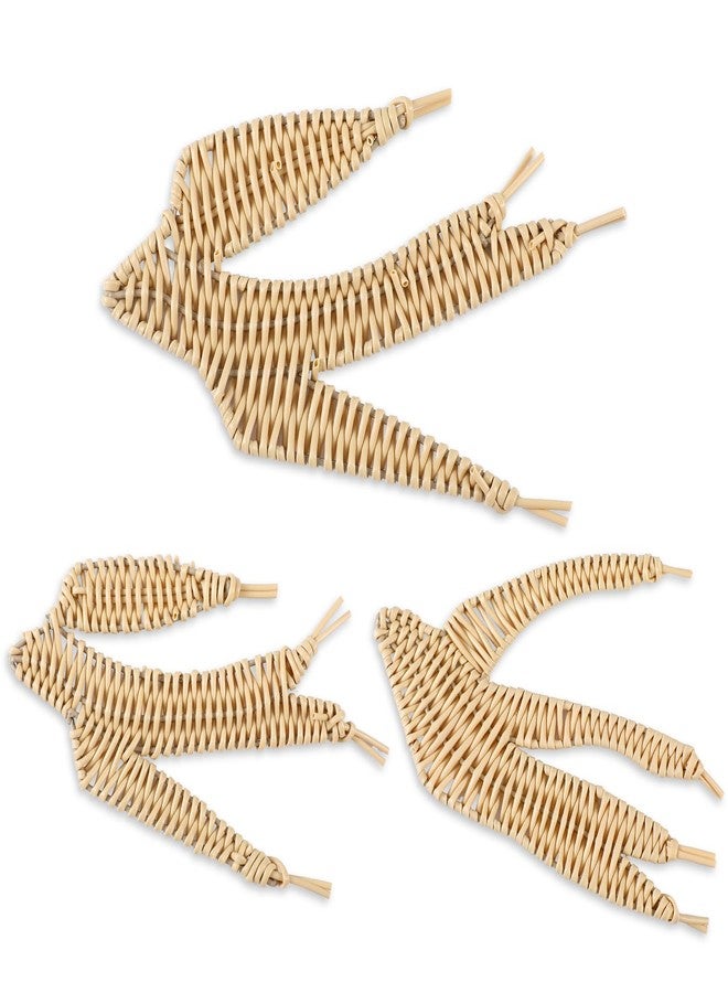 Threehoney 3 Pcs Boho Christmas Beach Bathroom Decor 3 Size Handmade Wicker Wall Decors Coastal Hanging Wall Art Florida Christmas Decoration for Indoor Outdoor Xmas Gifts(Bird) - Image 1