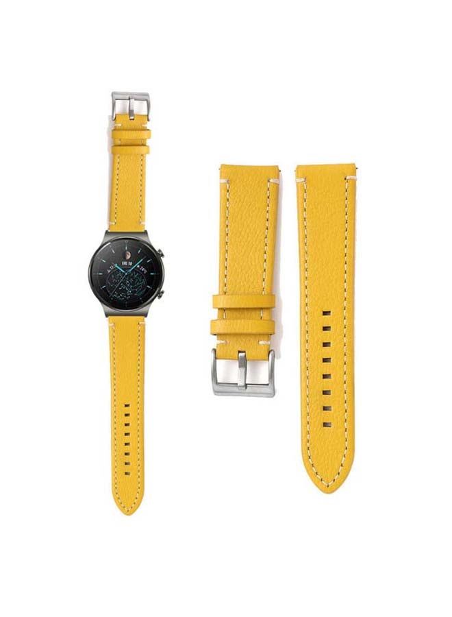 vesus Genuine Leather Replacement Band For Huawei Watch GT2 Pro 22mm Yellow