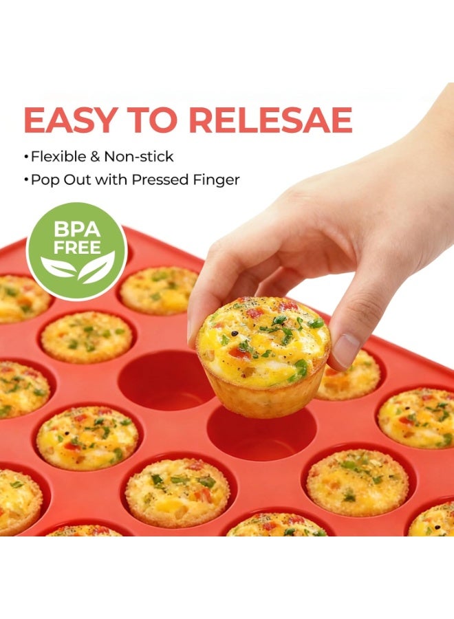 Silicone Muffin Pan Mini 24 Cups Cupcake Pan, Nonstick BPA Free Silicone Baking Pan 1 Pack - Image 3