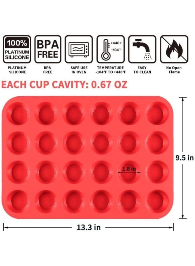 Silicone Muffin Pan Mini 24 Cups Cupcake Pan, Nonstick BPA Free Silicone Baking Pan 1 Pack - Image 2