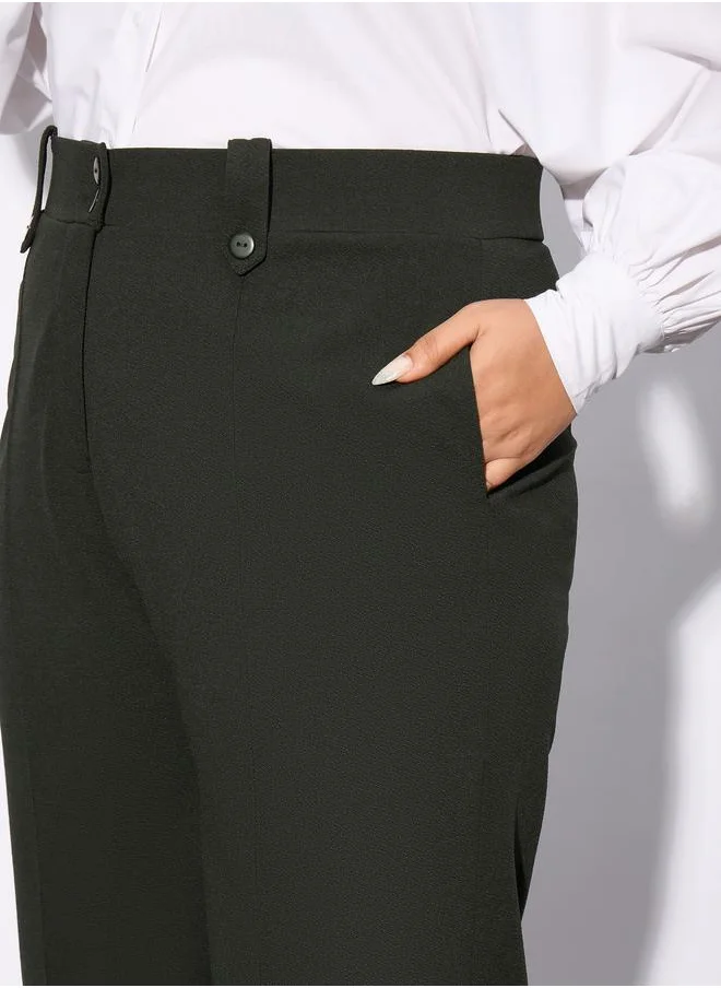 ساسافراس Plus Front Loop Detail Bell Bottom Pants by Styli
