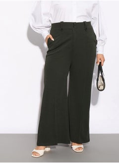 Plus Front Loop Detail Bell Bottom Pants by Styli