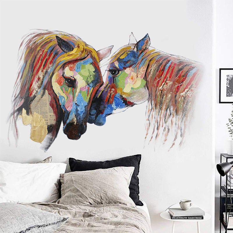 M ACHOOSE Colorful Horse Wall Decals Peel and Stick Removable Decal Stick DIY Wall Art Murals Home Decor for Bedroom Living Room Classroom Office