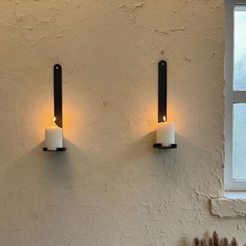 AimtoHome Black Wall Candle Sconces Set of 2 Cast Iron Wall Mounted Candle Holders MultiPurpose Farmhouse Minimalist Modern Decor for Living Room Hallway - Image 1