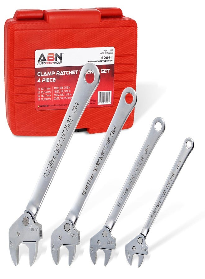 ABN Self Adjusting Pipe Wrench Spanner Set - 4 Piece Self Setting Universal Adjustable Wrench Clamp Set with Case - Image 1