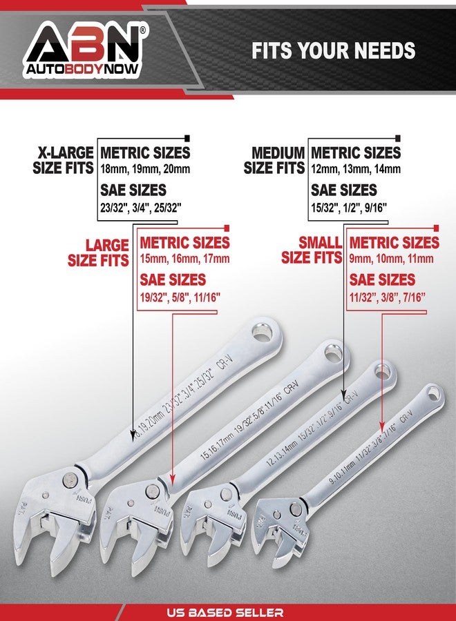 ABN Self Adjusting Pipe Wrench Spanner Set - 4 Piece Self Setting Universal Adjustable Wrench Clamp Set with Case - Image 3