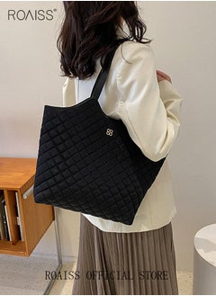 roaiss Female Large Capacity Tote Bag Shoulder Bag Commuter Bag Tote Bag Simple Vintage  - Image 2