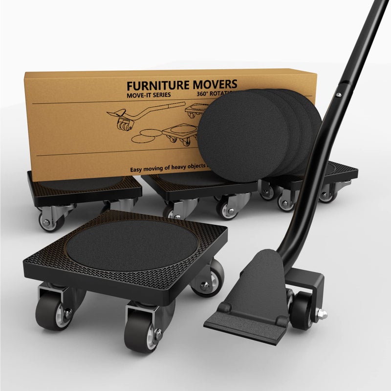 ONEON Furniture Movers with Wheels  Lifter Kit by ONEON 1 14 Gentle Wheels Made of TPE 500 LB Max Load Capacity Furniture Dolly for Moving Heavy Furniture Tool Set Square 