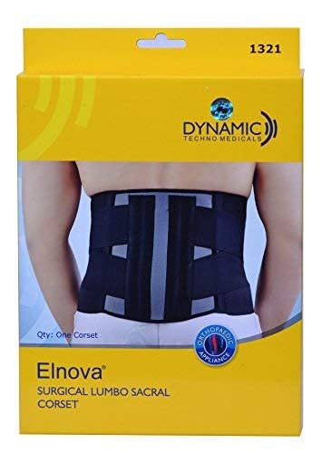Dyna Aluminium Elnova Lumbo Sacral Corset (Back Pain Belt) (Large - For Hip Circumference Of 90-100 Cm, Black) - Image 5
