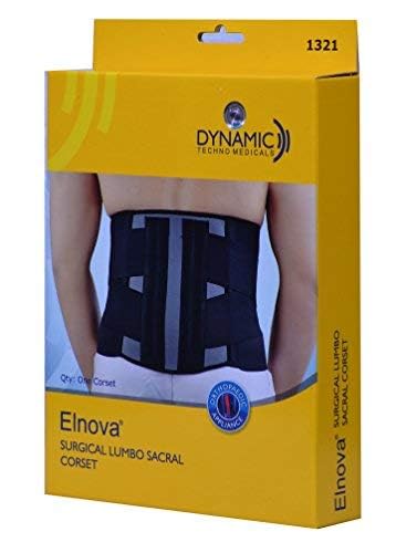 Dyna Aluminium Elnova Lumbo Sacral Corset (Back Pain Belt) (Large - For Hip Circumference Of 90-100 Cm, Black) - Image 4