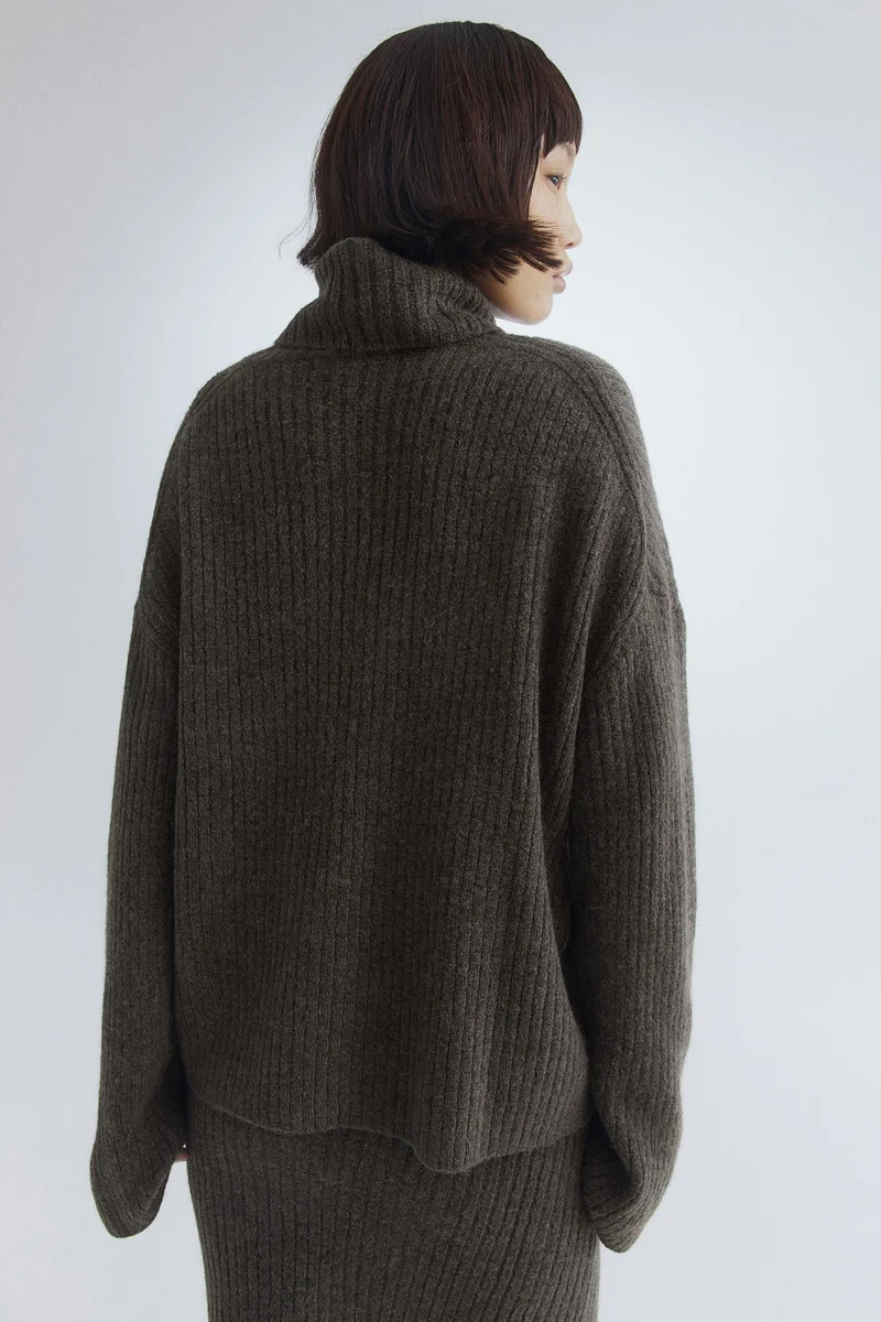 H&M Mama Rib-Knit Polo-Neck Jumper
