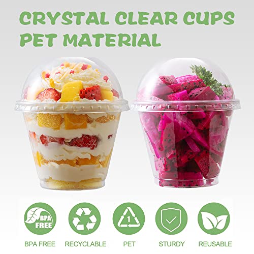 botogift 9 oz Clear Plastic Cups with Dome Lids - Dessert Cups with Lids(25 Sets), PET Disposable Party Cups (NO HOLE), Parfait Crystal for Pudding/Ice Cream/Cupcake - Image 3