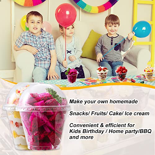 botogift 9 oz Clear Plastic Cups with Dome Lids - Dessert Cups with Lids(25 Sets), PET Disposable Party Cups (NO HOLE), Parfait Crystal for Pudding/Ice Cream/Cupcake - Image 4