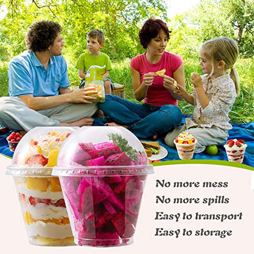 botogift 9 oz Clear Plastic Cups with Dome Lids - Dessert Cups with Lids(25 Sets), PET Disposable Party Cups (NO HOLE), Parfait Crystal for Pudding/Ice Cream/Cupcake - Image 2