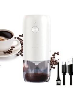 XVersion Electric Coffee Grinder,Portable Coffee Grinder Espresso for Beans, Spices and More, Ceramic Grinding Burr Blade, Removable Chamber, for Camping/ Drip/ Espresso/ Pour Over French Press, White  - Image 1