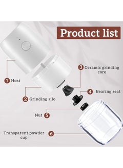 XVersion Electric Coffee Grinder,Portable Coffee Grinder Espresso for Beans, Spices and More, Ceramic Grinding Burr Blade, Removable Chamber, for Camping/ Drip/ Espresso/ Pour Over French Press, White  - Image 3