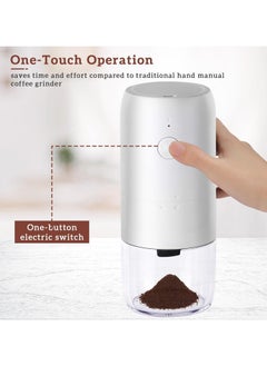 XVersion Electric Coffee Grinder,Portable Coffee Grinder Espresso for Beans, Spices and More, Ceramic Grinding Burr Blade, Removable Chamber, for Camping/ Drip/ Espresso/ Pour Over French Press, White  - Image 4