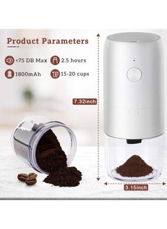 XVersion Electric Coffee Grinder,Portable Coffee Grinder Espresso for Beans, Spices and More, Ceramic Grinding Burr Blade, Removable Chamber, for Camping/ Drip/ Espresso/ Pour Over French Press, White  - Image 2