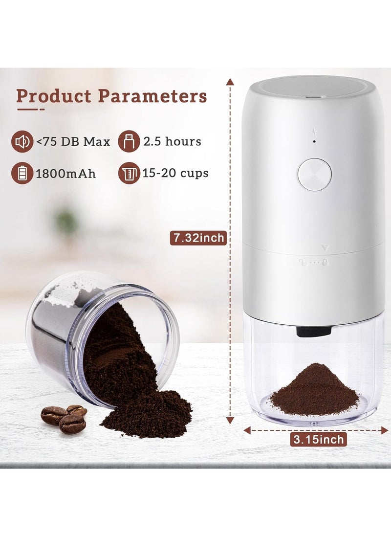 XVersion Electric Coffee Grinder,Portable Coffee Grinder Espresso for Beans, Spices and More, Ceramic Grinding Burr Blade, Removable Chamber, for Camping/ Drip/ Espresso/ Pour Over French Press, White  - Image 2