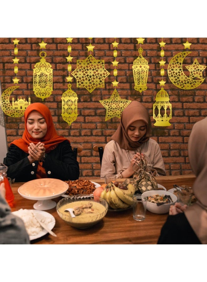 تشيلور ٨ قطع من زينة رمضان المنزلية، زينة رمضانية معلقة، زينة رمضانية لامعة على شكل قمر ونجمة، زينة حفلات، لوازم ديكور حفلات، غرفة معيشة، غرفة نوم. - Image 5