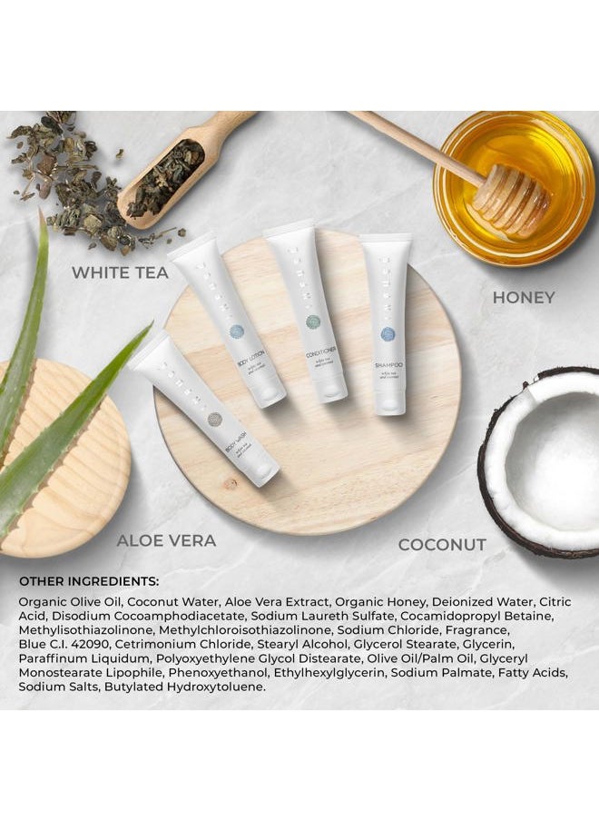 Terra Pure Infuse White Tea & Coconut Hotel Toiletries Bulk Set | 1-Shoppe Amenities Kit | 1oz Shampoo & Conditioner, Body Wash, Lotion | Travel Size | 80 Pieces  - Image 4