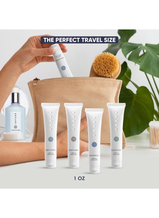 Terra Pure Infuse White Tea & Coconut Hotel Toiletries Bulk Set | 1-Shoppe Amenities Kit | 1oz Shampoo & Conditioner, Body Wash, Lotion | Travel Size | 80 Pieces  - Image 5