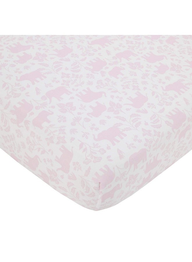 Carter's Sweet Floral Elephants Pink and White Super Soft Fitted Crib Sheet - Image 1