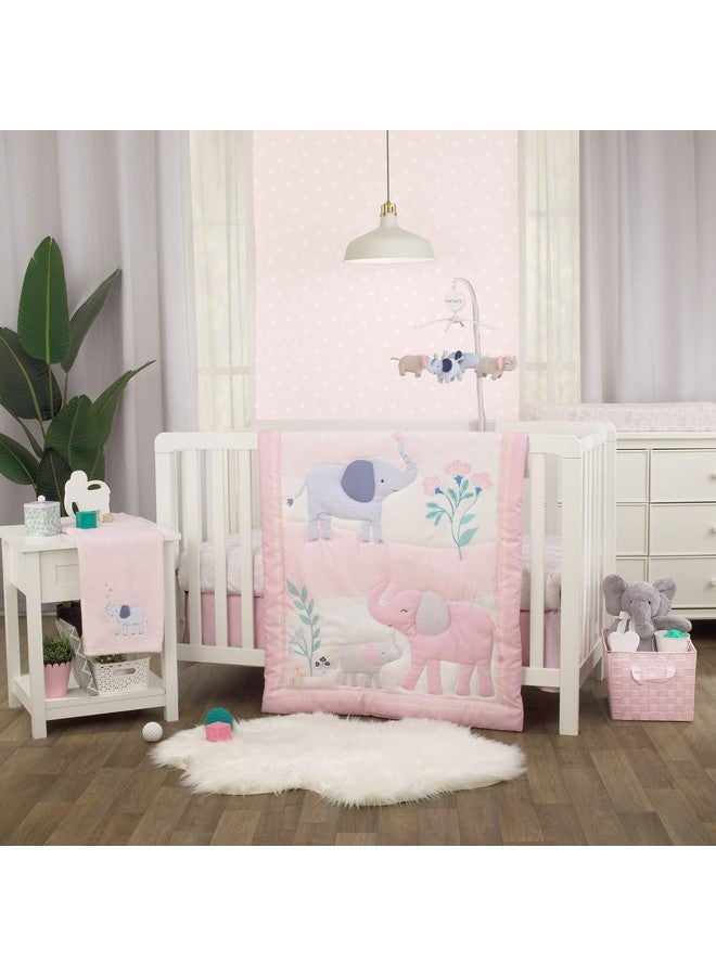 Carter's Sweet Floral Elephants Pink and White Super Soft Fitted Crib Sheet - Image 5