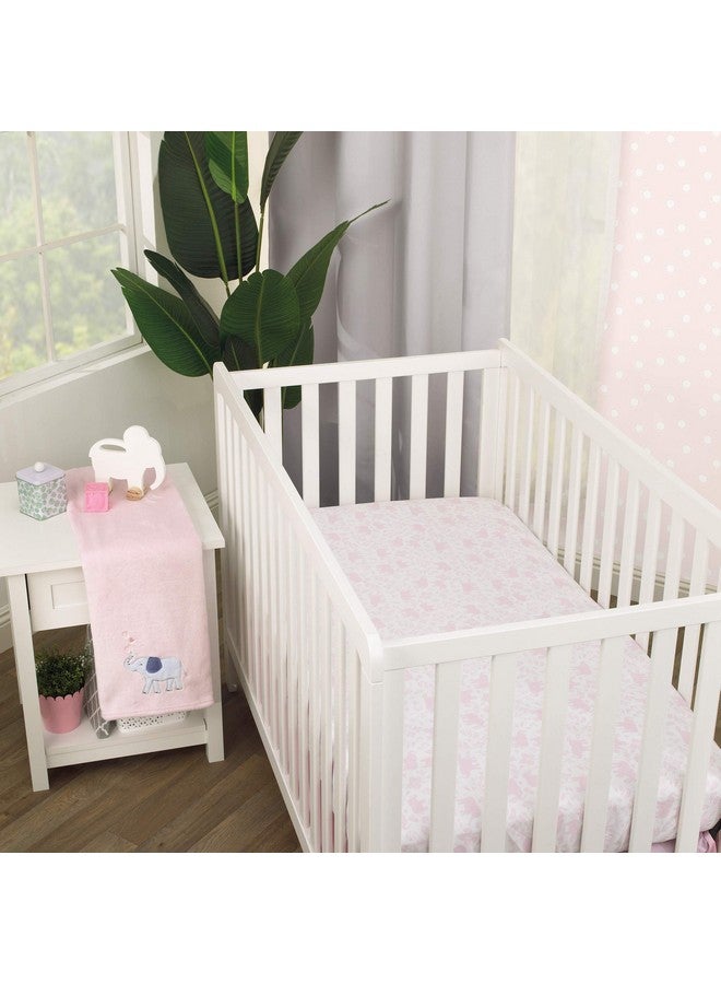 Carter's Sweet Floral Elephants Pink and White Super Soft Fitted Crib Sheet - Image 4