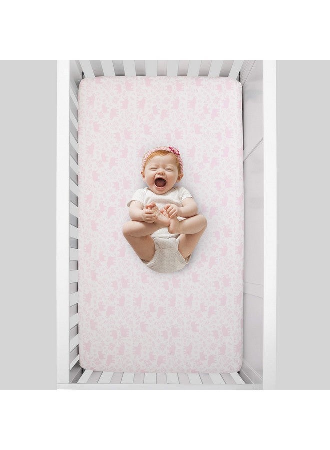 Carter's Sweet Floral Elephants Pink and White Super Soft Fitted Crib Sheet - Image 3