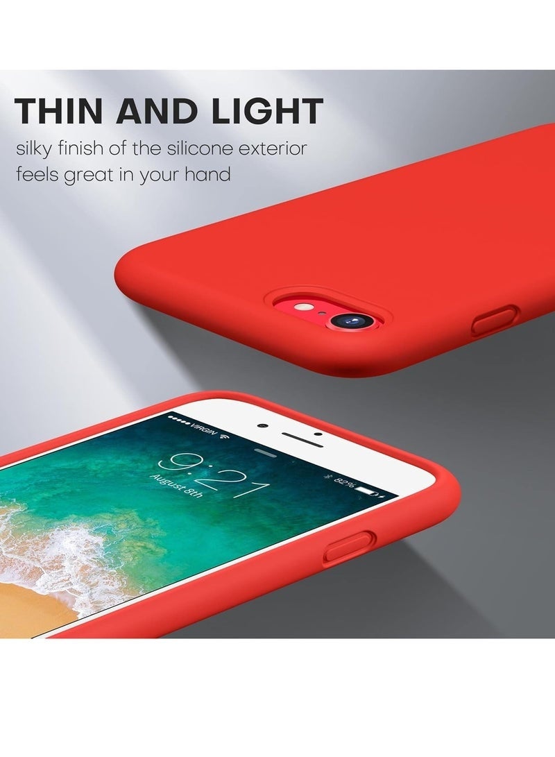 ليدين جراب سيليكون لهاتف iPhone 7/8 Plus، جراب هاتف كامل الجسم، ناعم الملمس، غطاء مقاوم للصدمات مع بطانة من الألياف الدقيقة - Image 3