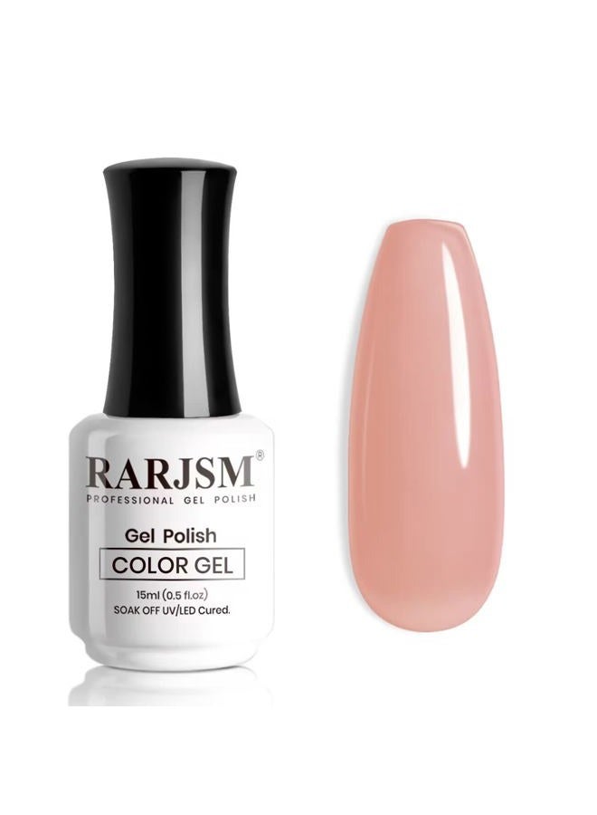 RARJSM Apricot Nude Gel Nail Polish,Neutral Sheer Cream Nude LED UV Curing Requires Soak Off Clear Pink Jelly French Manicure Nail Polish 1pcs Single Bottle 15ml for Home Salon DIY - Image 1