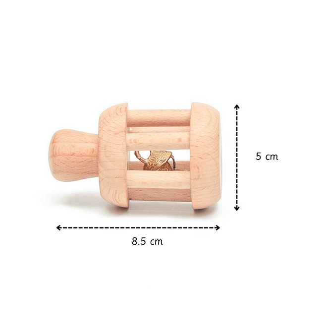 Ariro Wooden Bell Rattle for Babies, Eco-Friendly Lightweight Beech Wood, Develops Auditory & Motor Skills, 0m+ - Image 5
